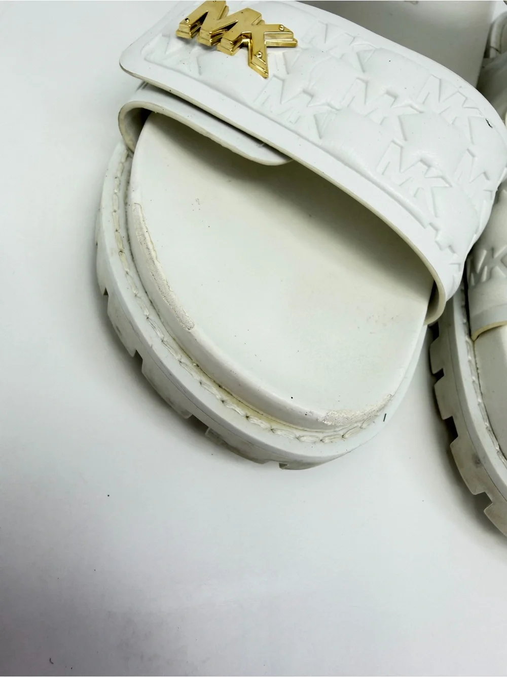 Michael Kors White MK Logo Slide Sandals Women 8.5M